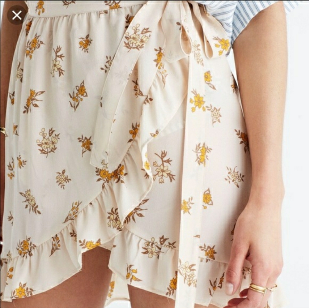 Madewell Meadow Floral Silk Wrap Mini Skirt NWT